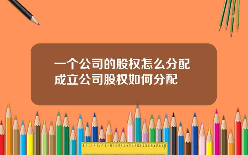 一个公司的股权怎么分配 成立公司股权如何分配